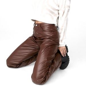 Nasty Gal 🤎 High Waisted Leather Pants 🍫 NWT 🤎